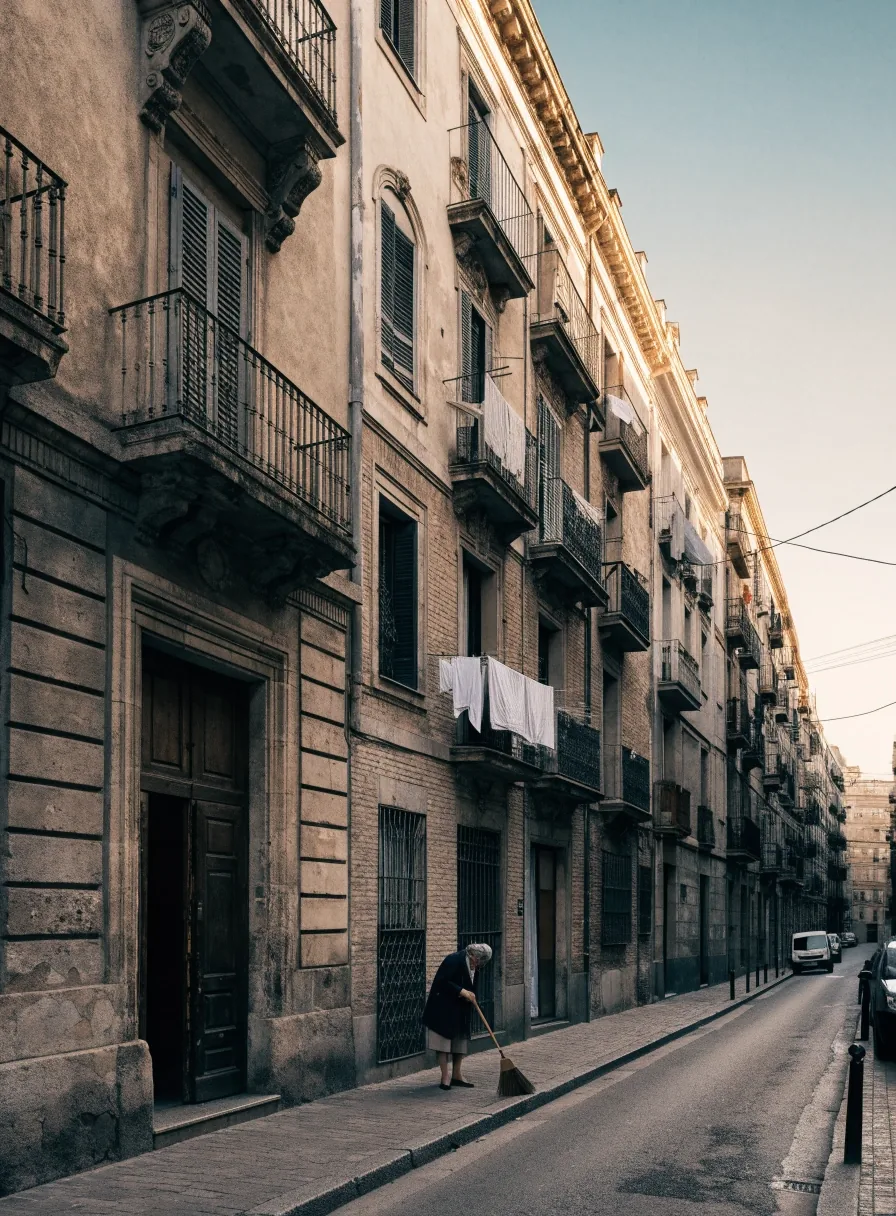 Calle de un barrio residencial de Barcelona una mañana cualquiera