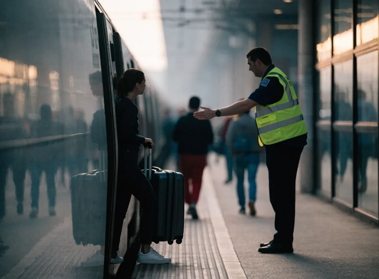Llegada de viajeros a una terminal de autobuses y trenes en España