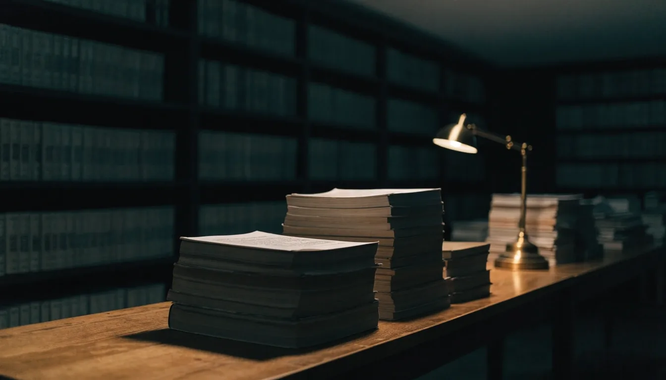Sala de consulta del fondo documental del observatorio, con volúmenes estadísticos encuadernados y una lámpara encendida sobre la mesa